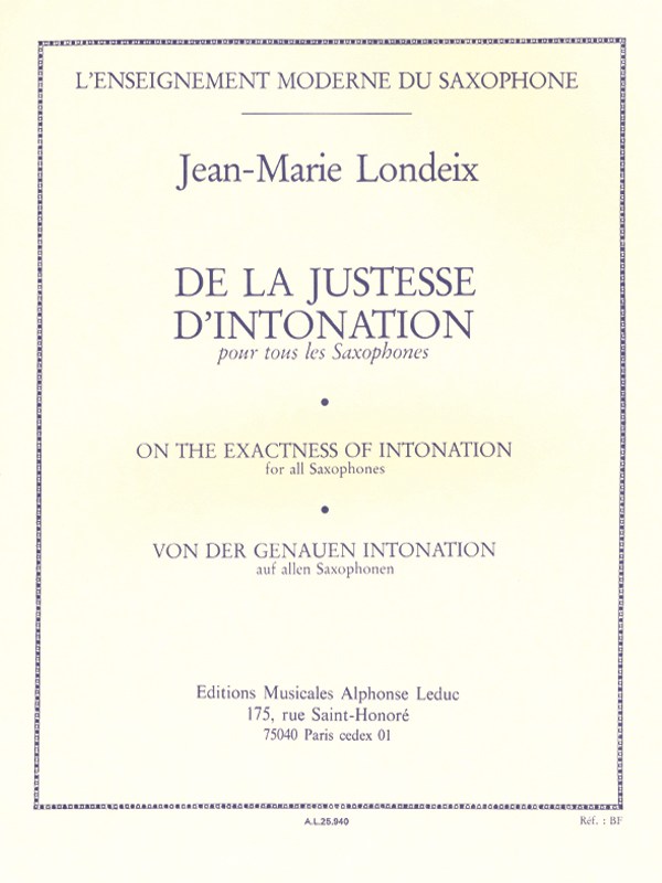 LONDEIX De la justesse d'intonation